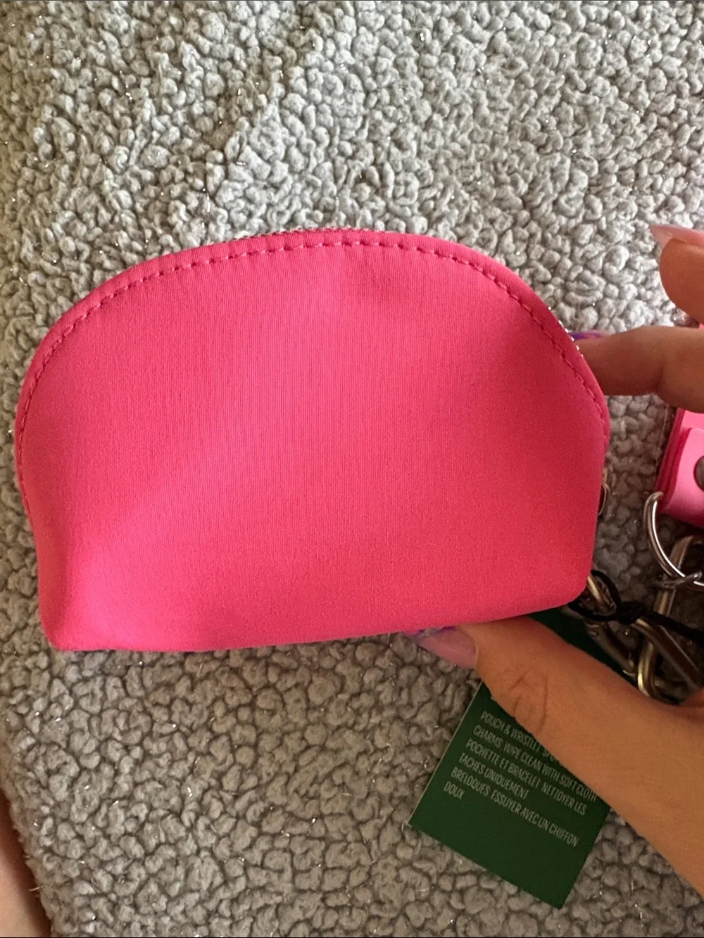 Starbucks Hot Pink Zip Pouch Keyring with Charm Strap